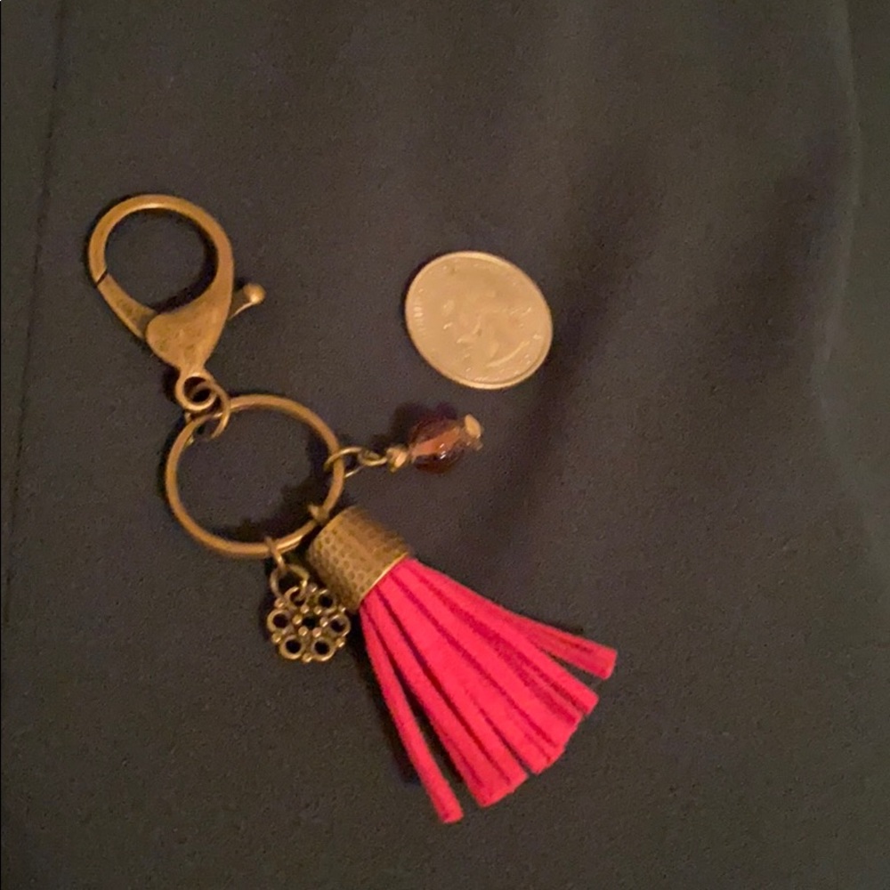 Leather Tassel keychain and purse charm - Picture 2 of 2